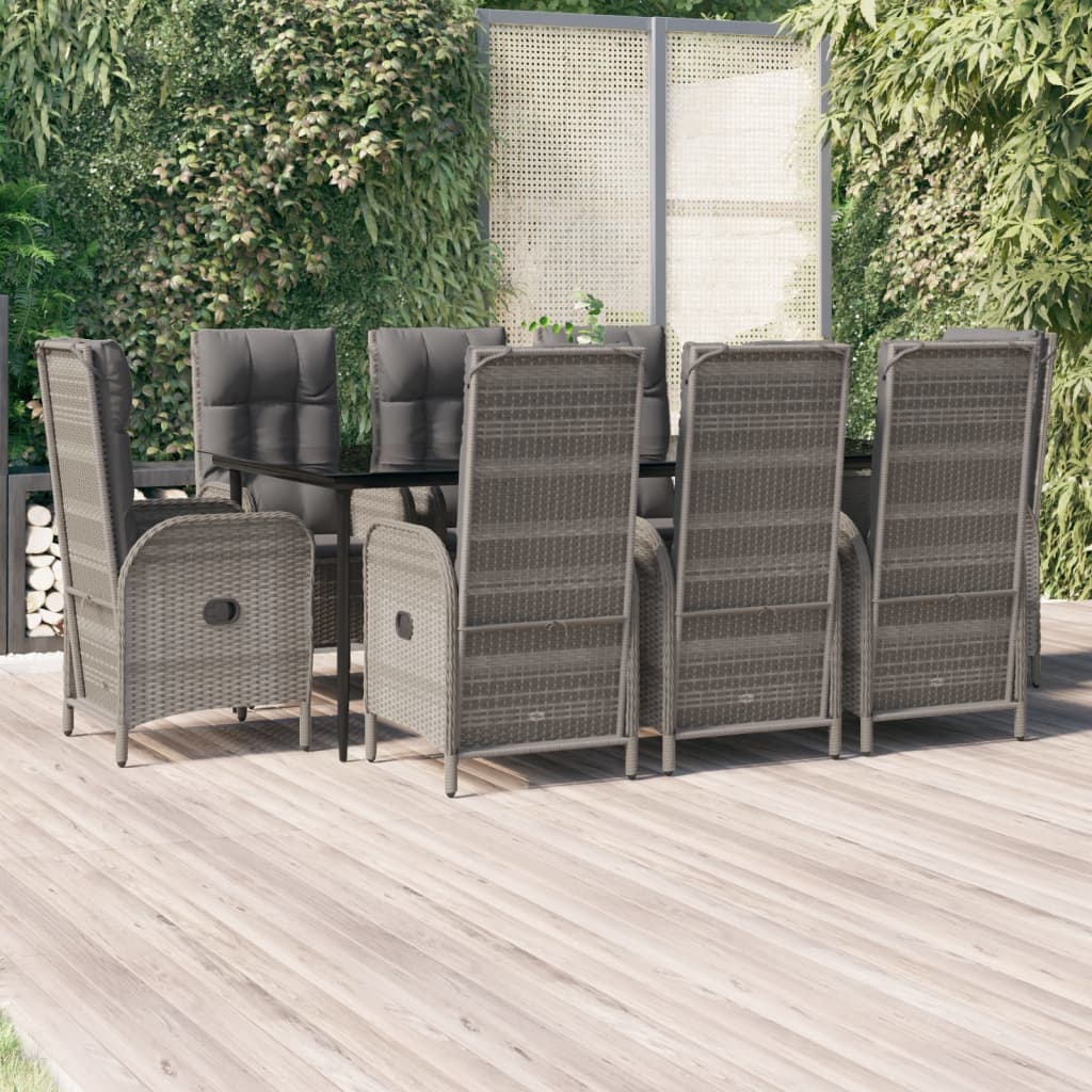 5-delige Tuinset met kussens poly rattan zwart