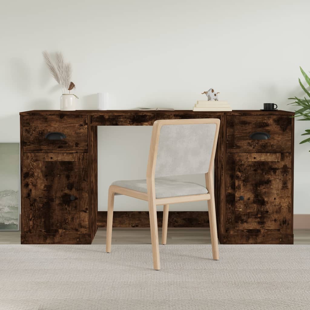 Bureau met kast bewerkt hout eikenkleurig