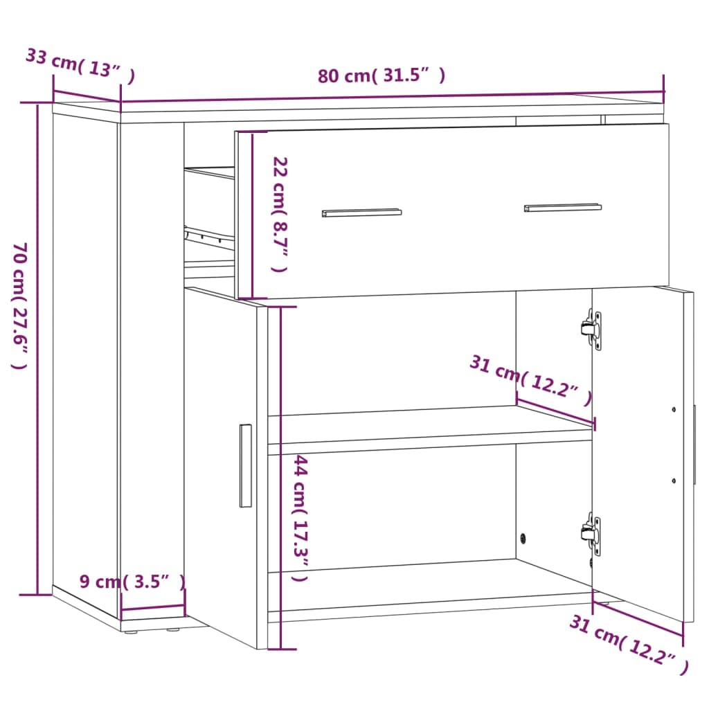 Hoge kast bewerkt hout eikenkleurig