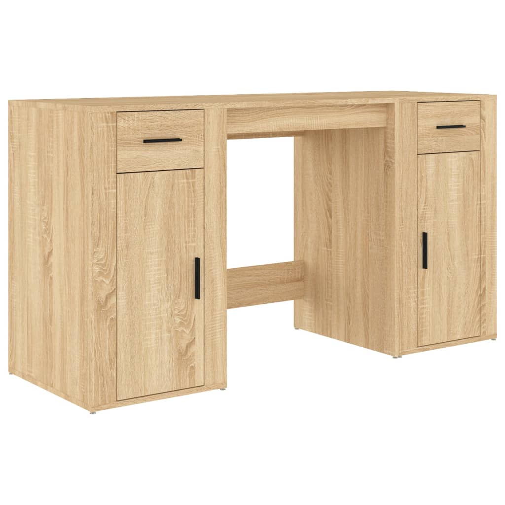 Bureau met kast bewerkt hout