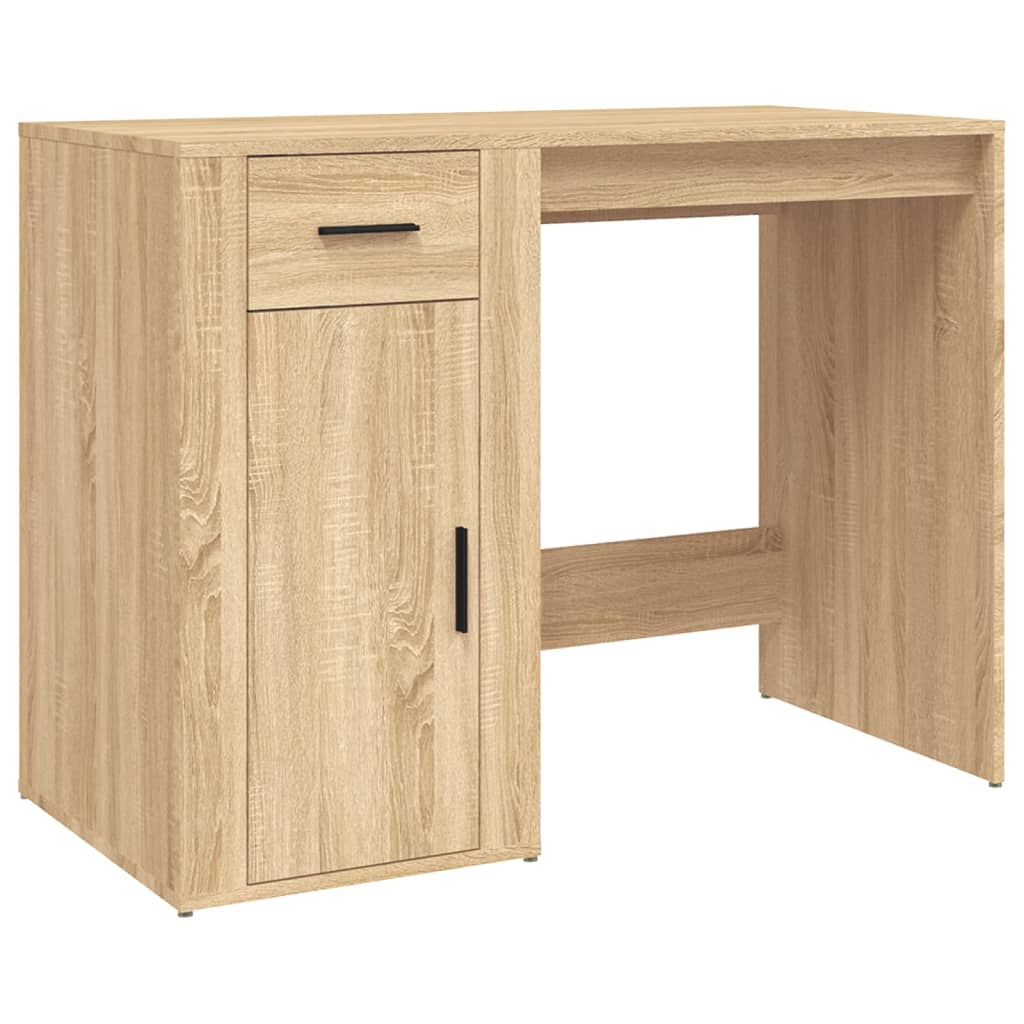 Bureau met kast bewerkt hout