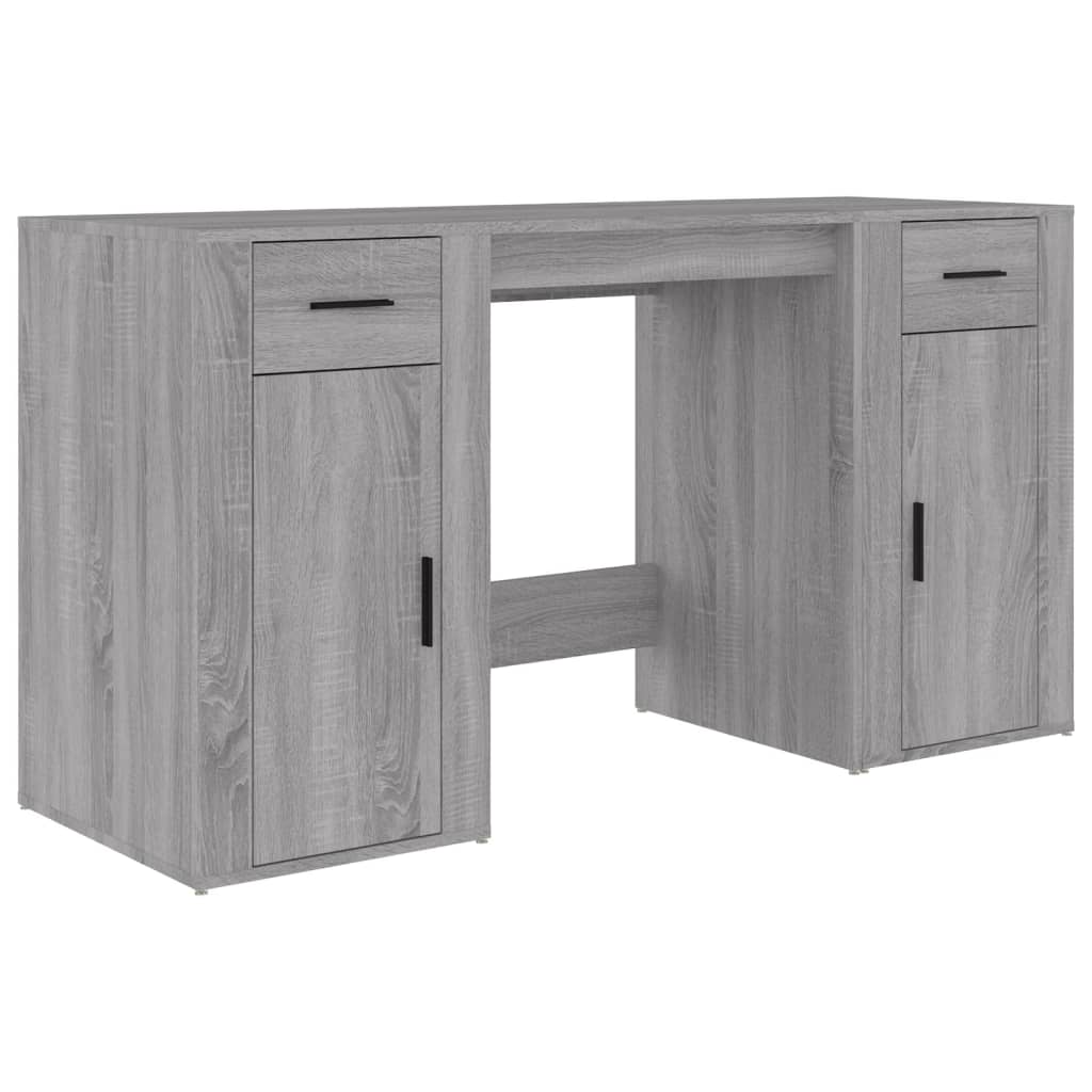 Bureau met kast bewerkt hout