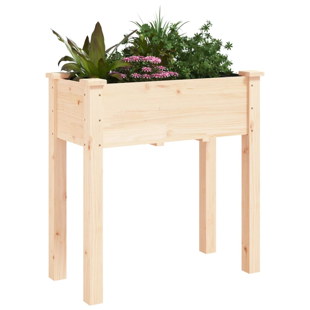 Plantenbak met voering 118x59x76 cm massief vurenhout