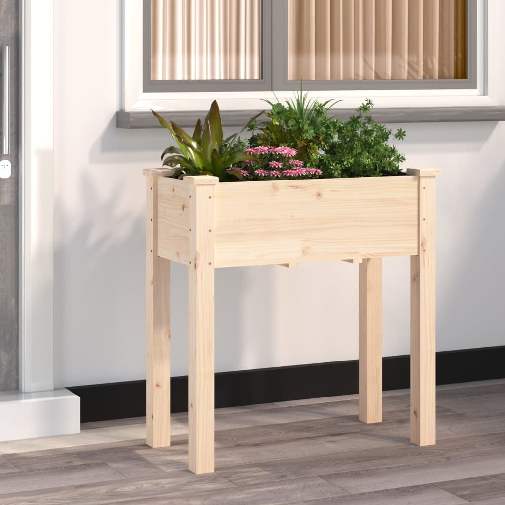 Plantenbak met voering 118x59x76 cm massief vurenhout