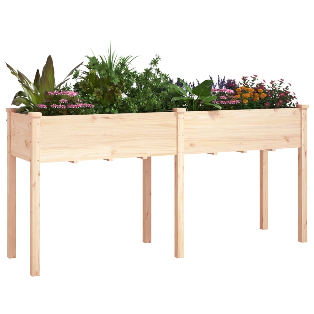 Plantenbak met voering 118x59x76 cm massief vurenhout