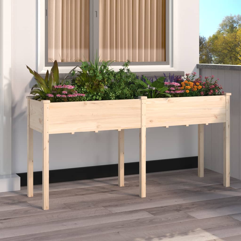 Plantenbak met voering 118x59x76 cm massief vurenhout