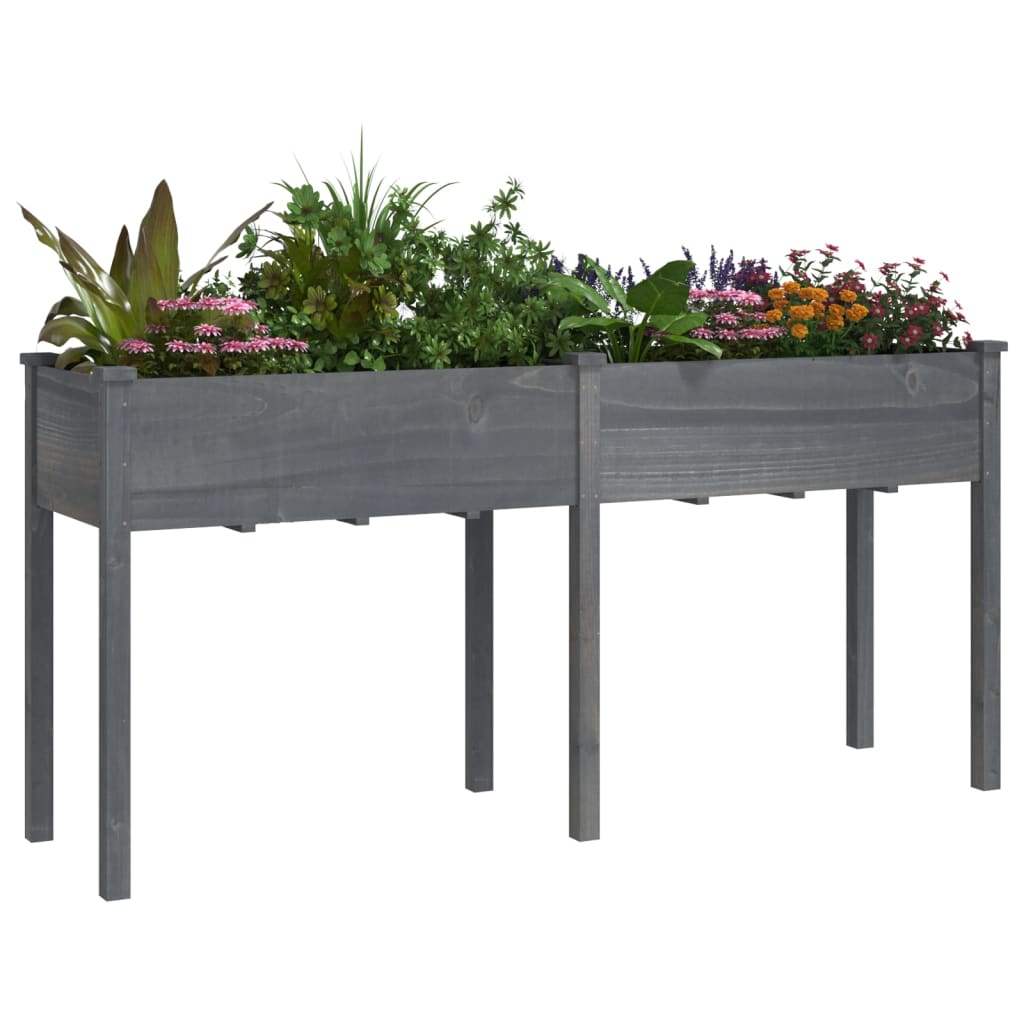 Plantenbak met voering 118x59x76 cm massief vurenhout