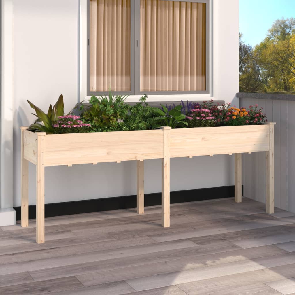 Plantenbak met voering 118x59x76 cm massief vurenhout