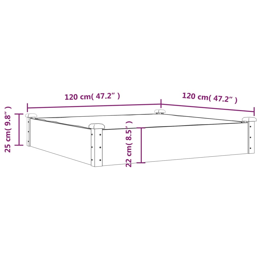 Plantenbak verhoogd met voering 120x60x25 cm vurenhout