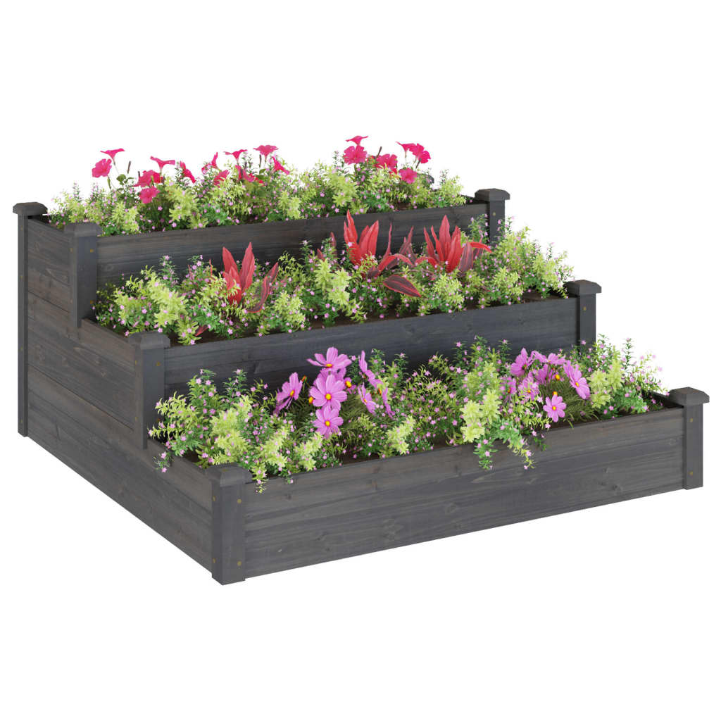 Plantenbak verhoogd met voering 120x120x56 cm massief vurenhout