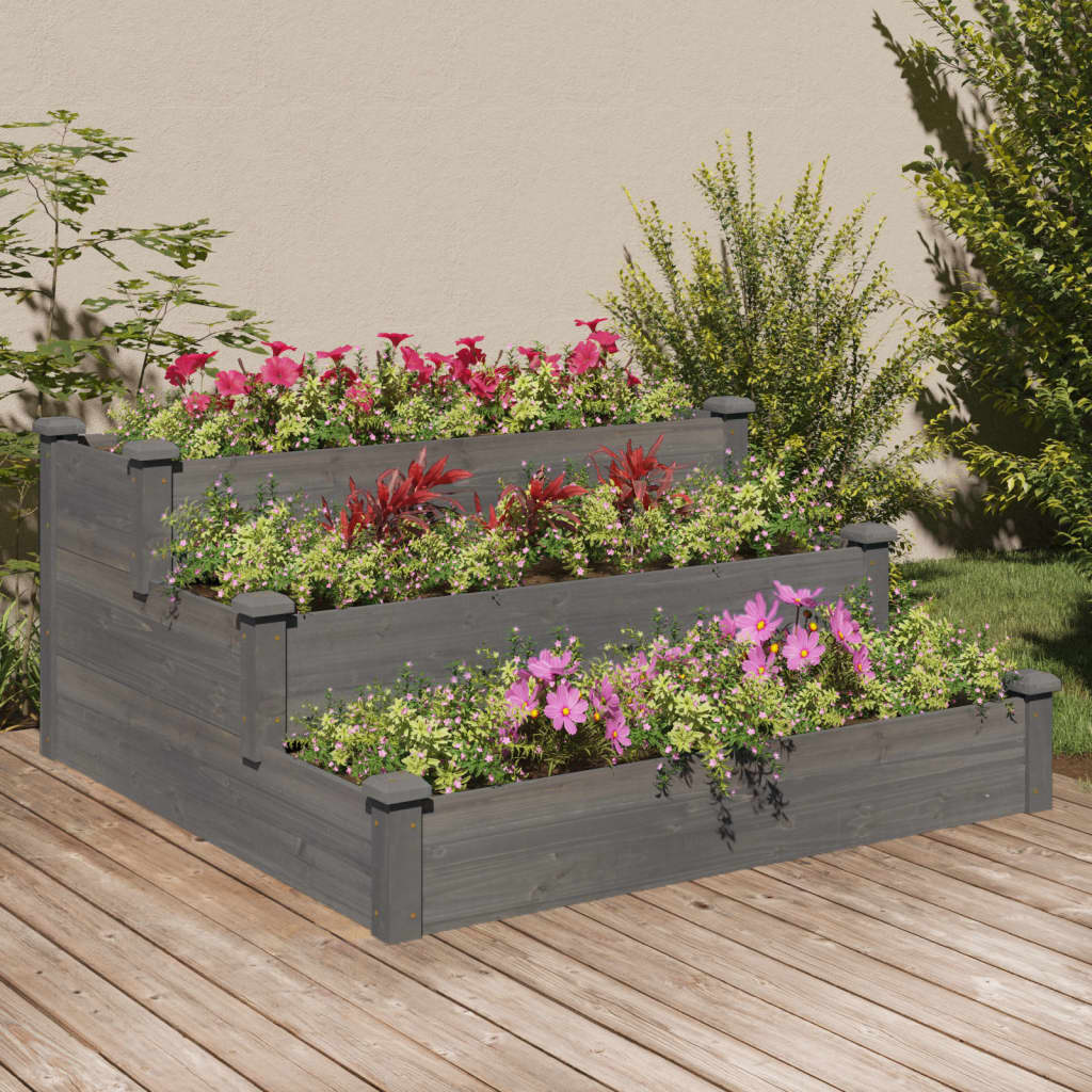 Plantenbak verhoogd met voering 120x120x56 cm massief vurenhout