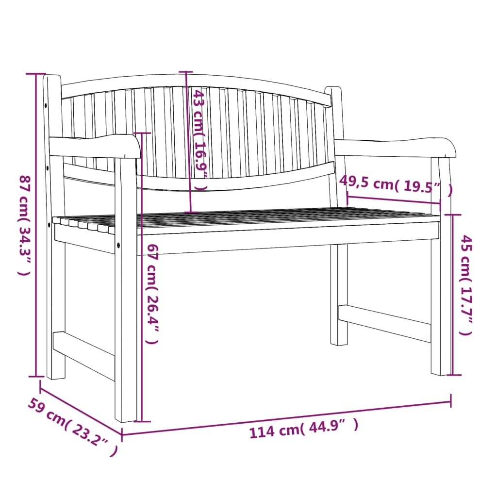 Tuinbank 149,5x60x90 cm massief teakhout