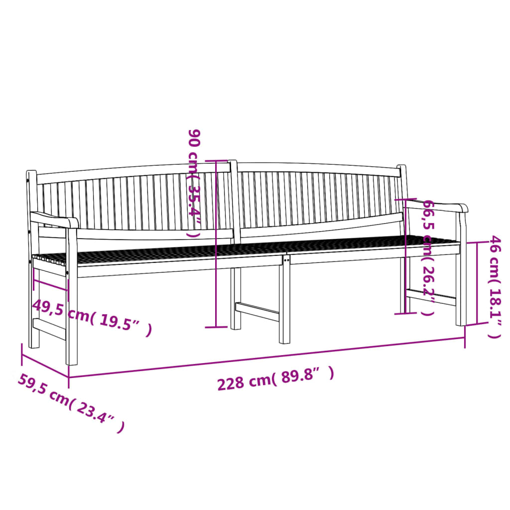 Tuinbank 149,5x60x90 cm massief teakhout