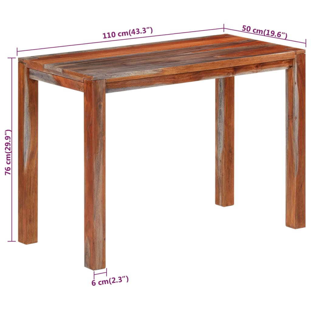 Eettafel 180x90x76 cm massief sheeshamhout grijs