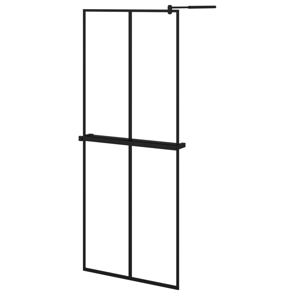 Inloopdouchewand met schap 118x190 cm ESG-glas aluminium