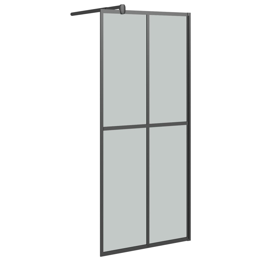 Inloopdouchewand met schap 118x190 cm ESG-glas aluminium zwart