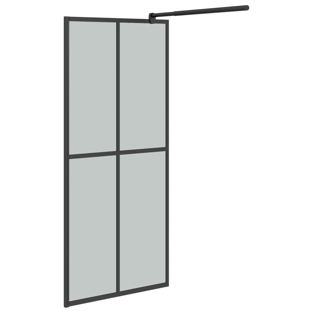 Inloopdouchewand met schap 118x190 cm ESG-glas aluminium zwart