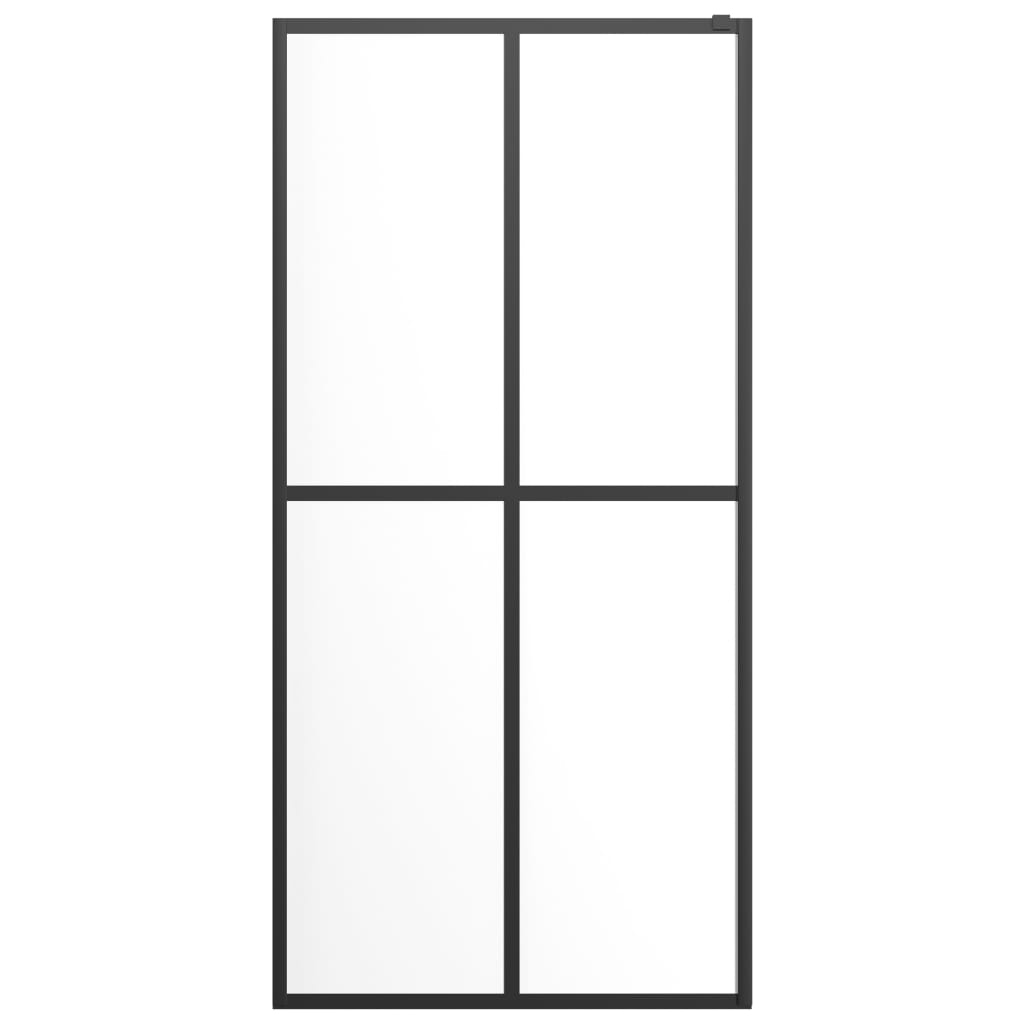 Inloopdouchewand met schap 118x190 cm ESG-glas aluminium zwart