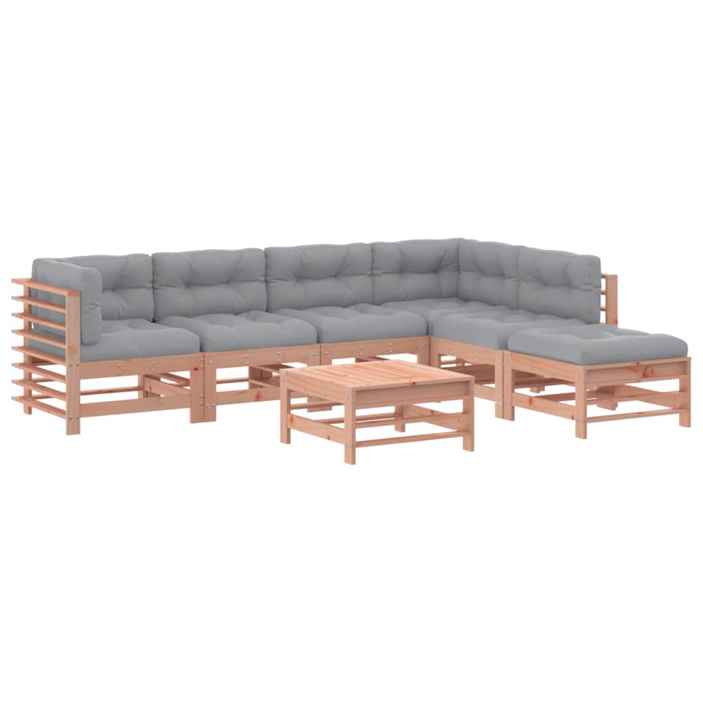 7-delige Loungeset met kussens massief hout