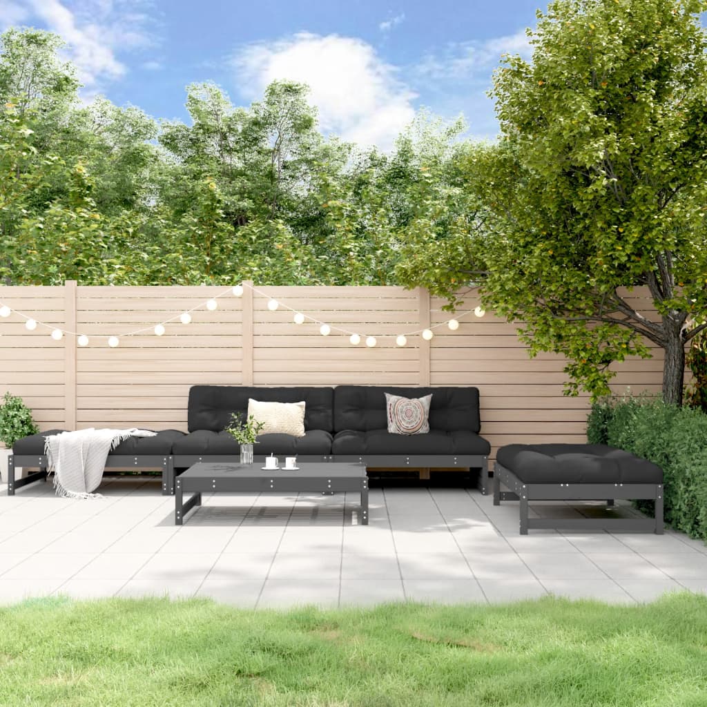 5-delige Loungeset met kussens massief hout