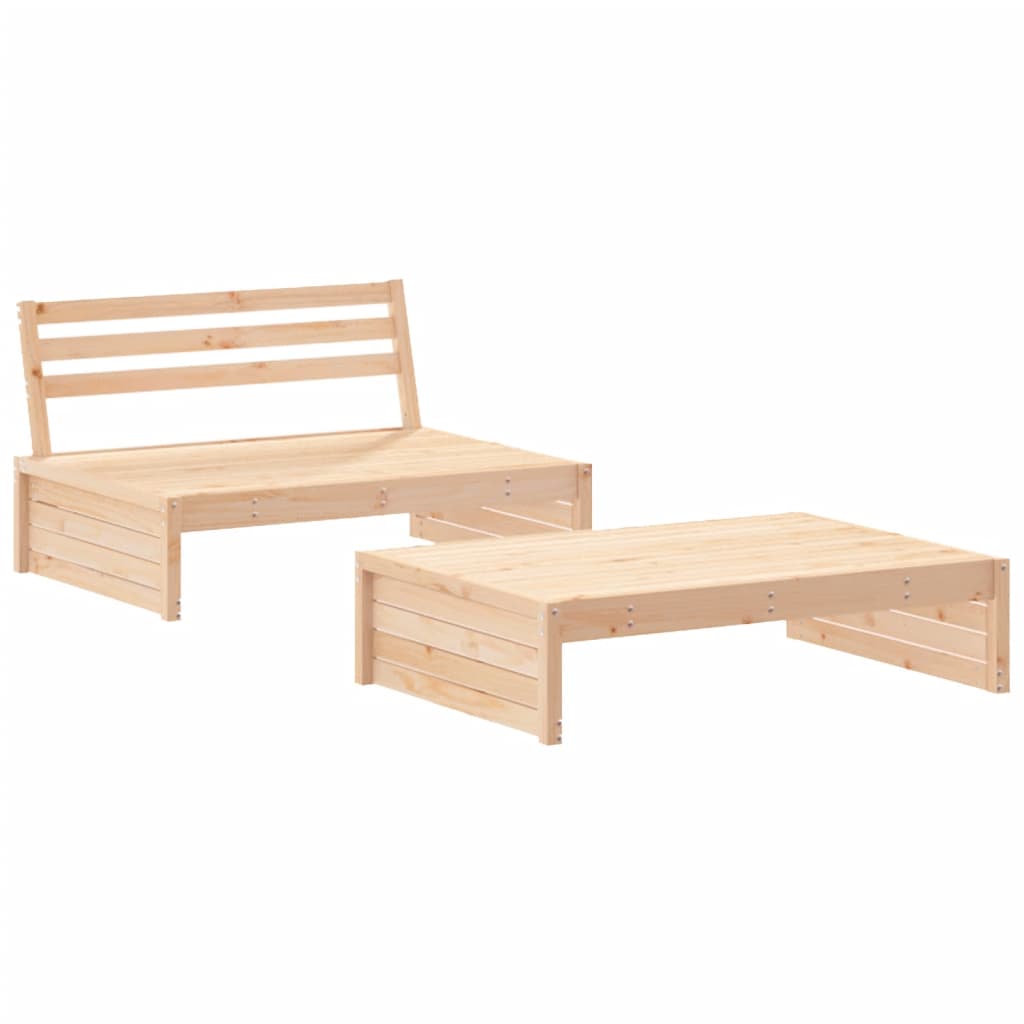 2-delige Loungeset met kussens massief hout