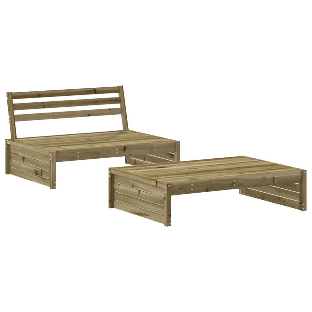 2-delige Loungeset met kussens massief hout