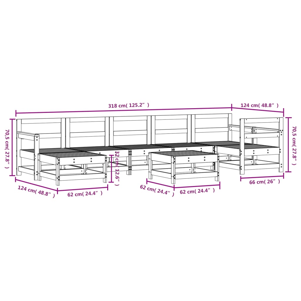 8-delige Loungeset massief