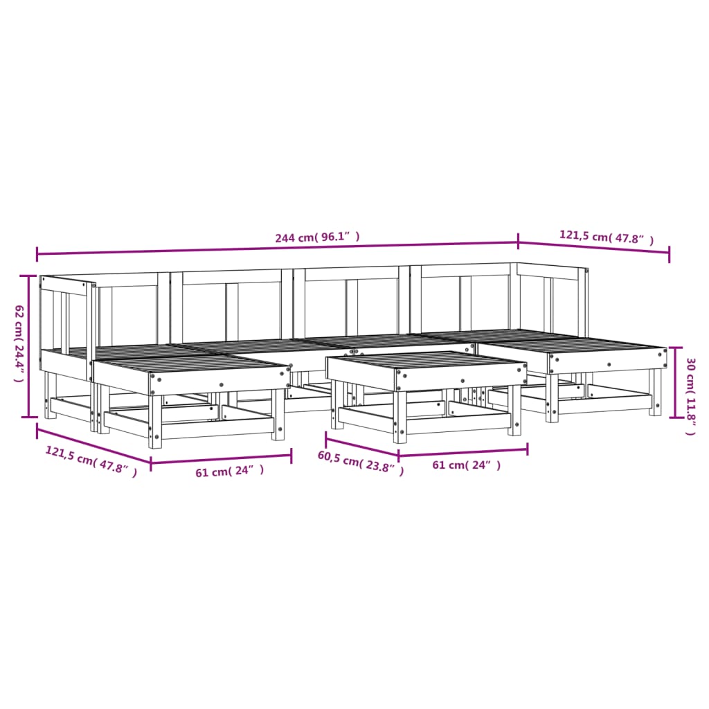 7-delige Loungeset massief