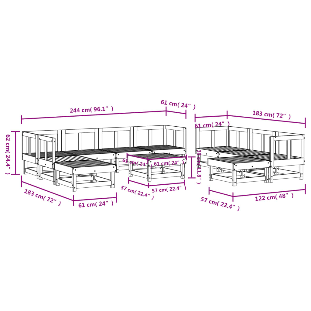 11-delige Loungeset massief