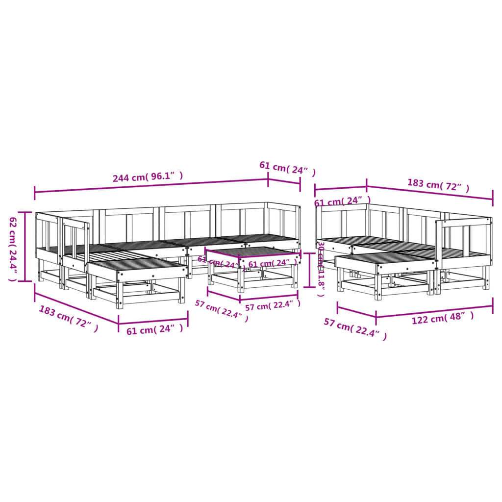 11-delige Loungeset massief