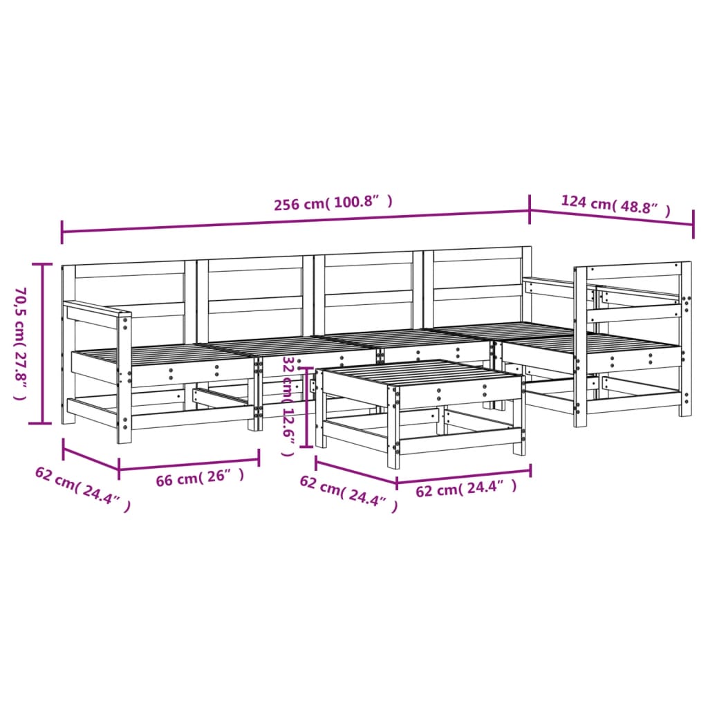 6-delige Loungeset massief