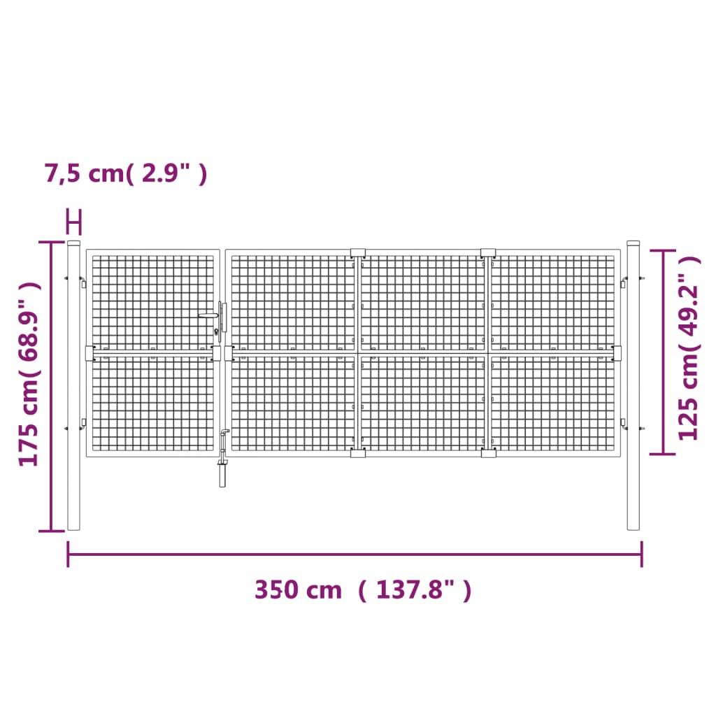 Poort 350x150 cm staal