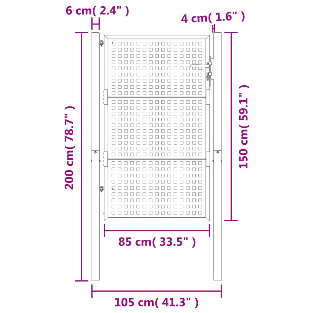 Poort 300x250 cm staal antracietkleurig