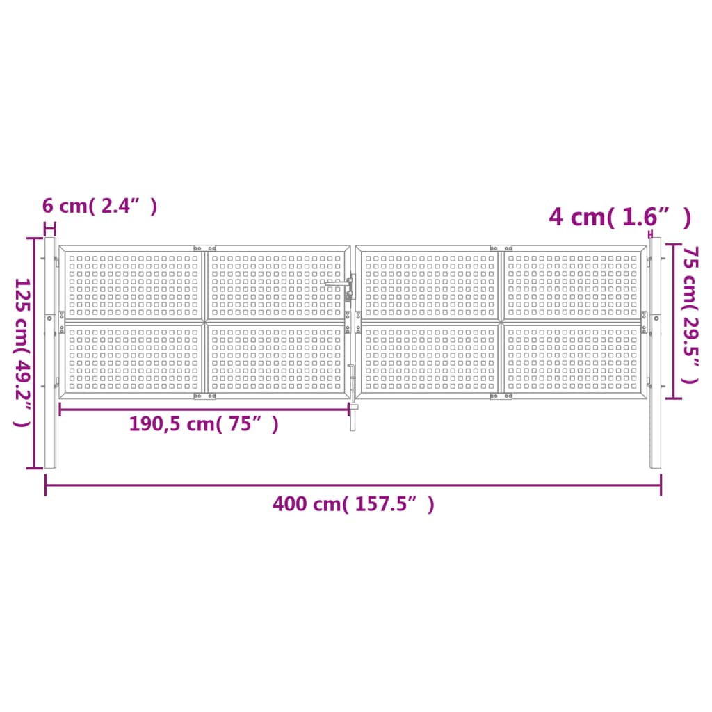 Poort 300x250 cm staal antracietkleurig