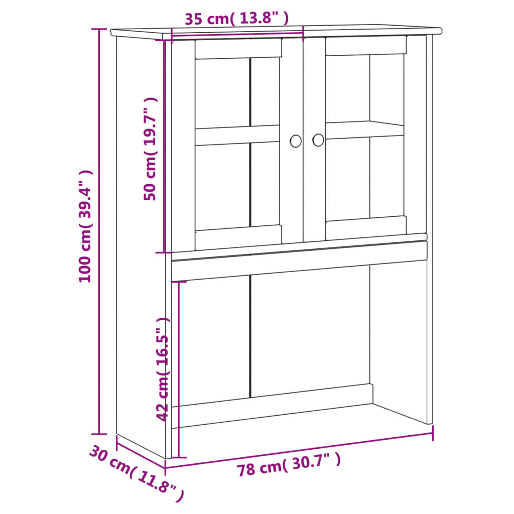 Opzetkast VIGO 78x30x100 cm massief grenenhout