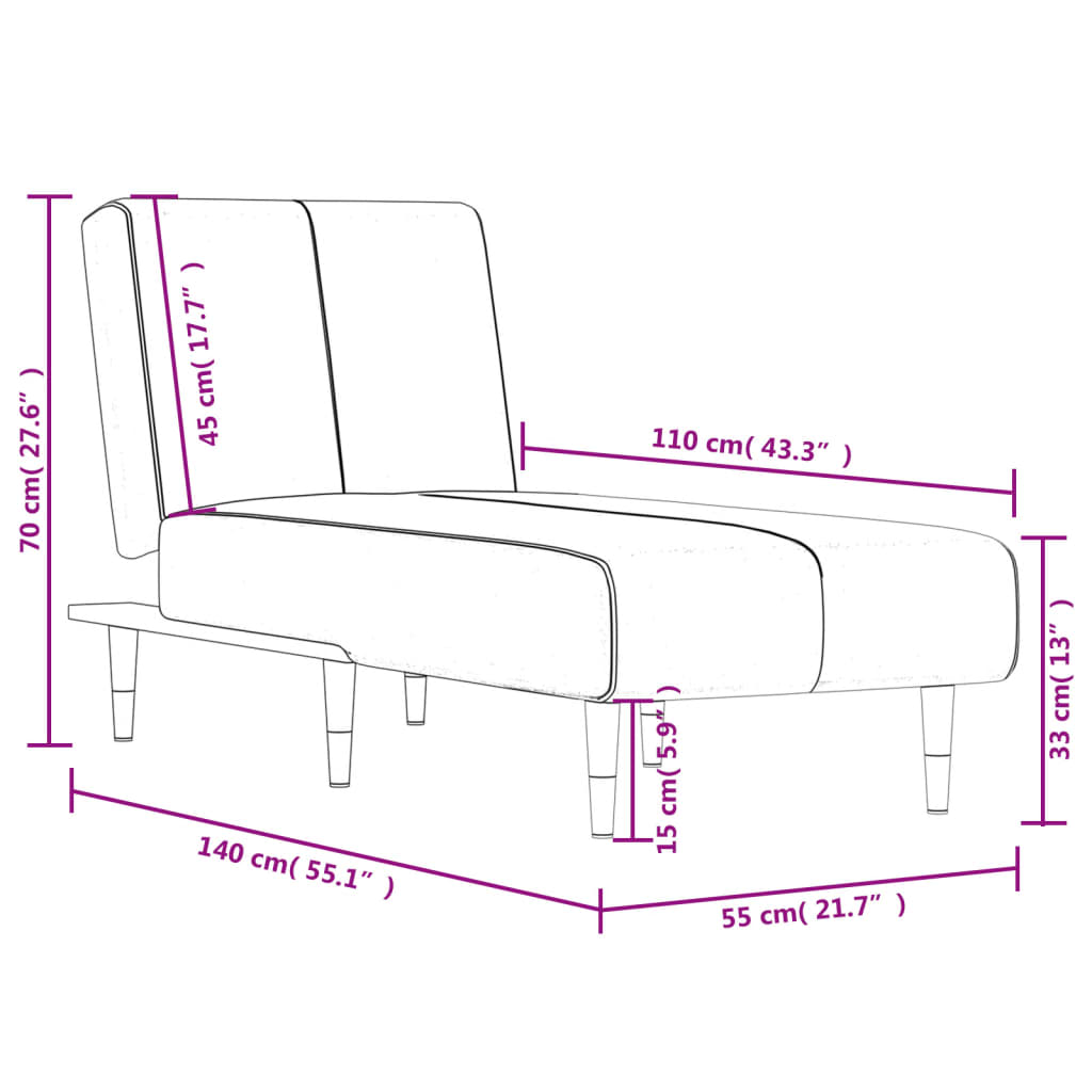 Chaise longue fluweel