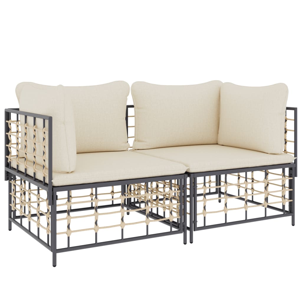 5-delige Loungeset met kussens poly rattan antracietkleurig