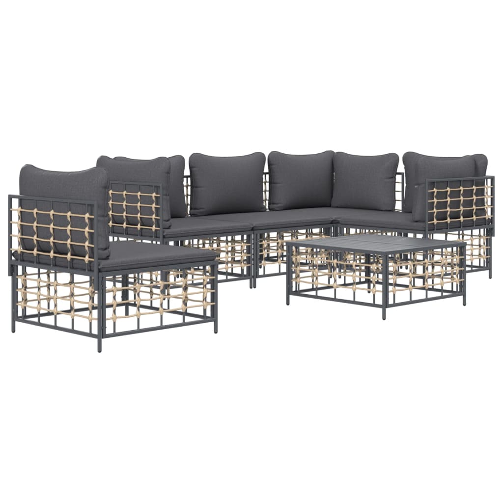 8-delige Loungeset met kussens poly rattan antracietkleurig