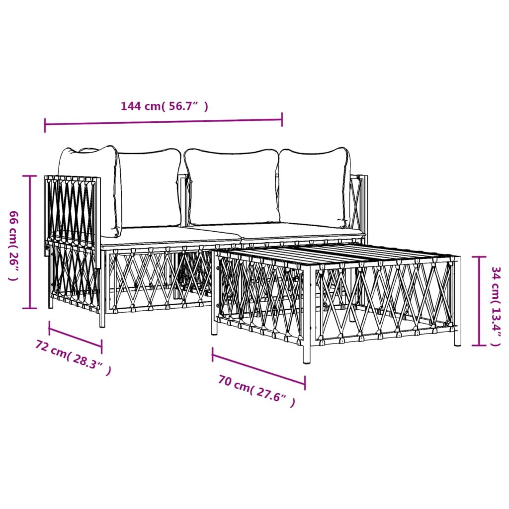 2-delige Loungeset met kussens staal antracietkleurig