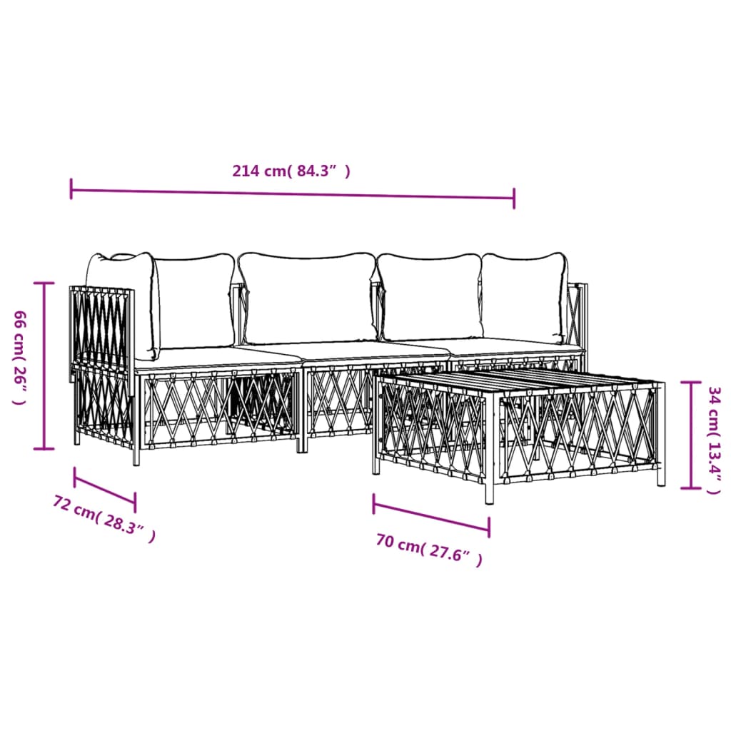 2-delige Loungeset met kussens staal antracietkleurig