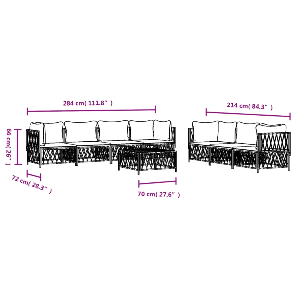 6-delige Loungeset met kussens staal