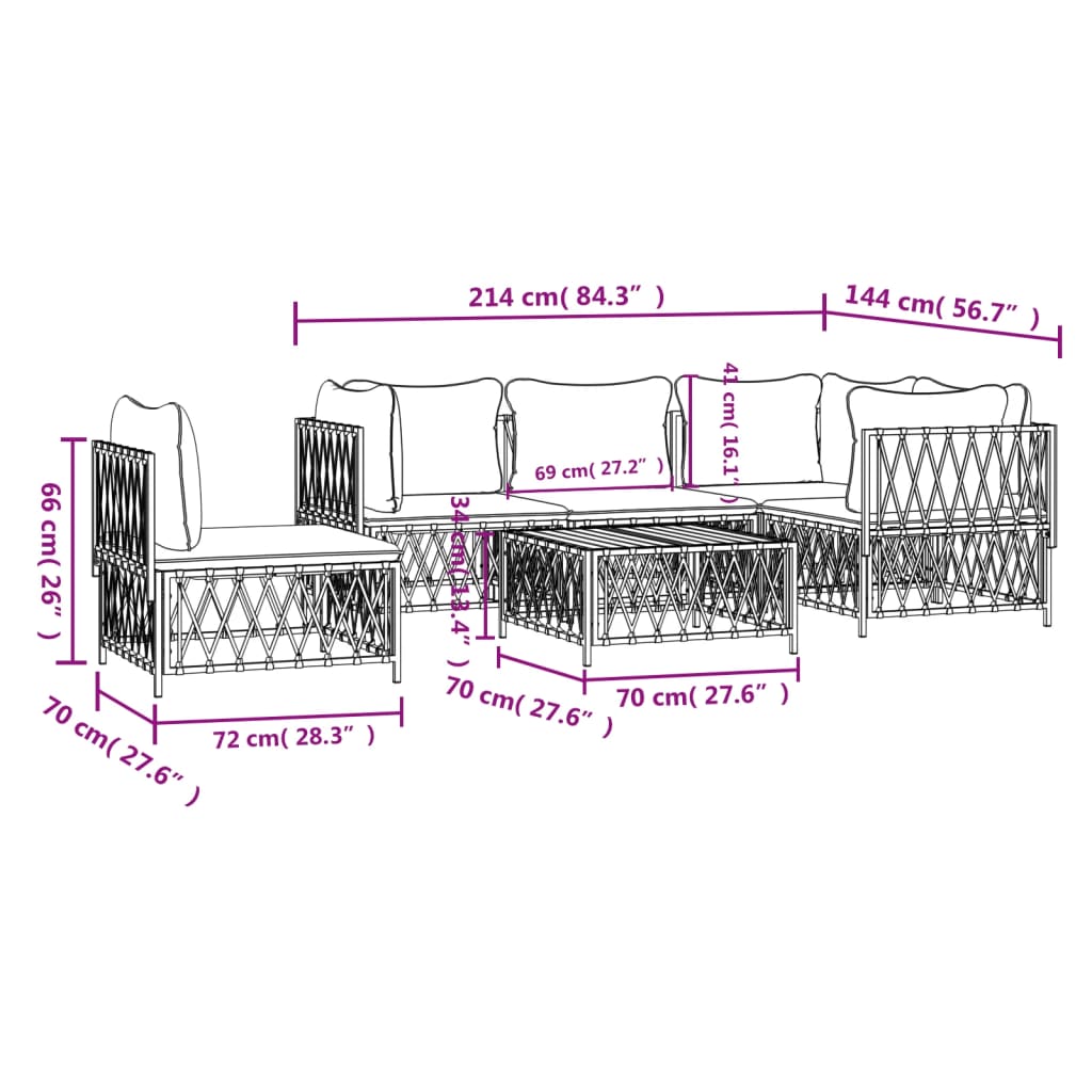 7-delige Loungeset met kussens staal