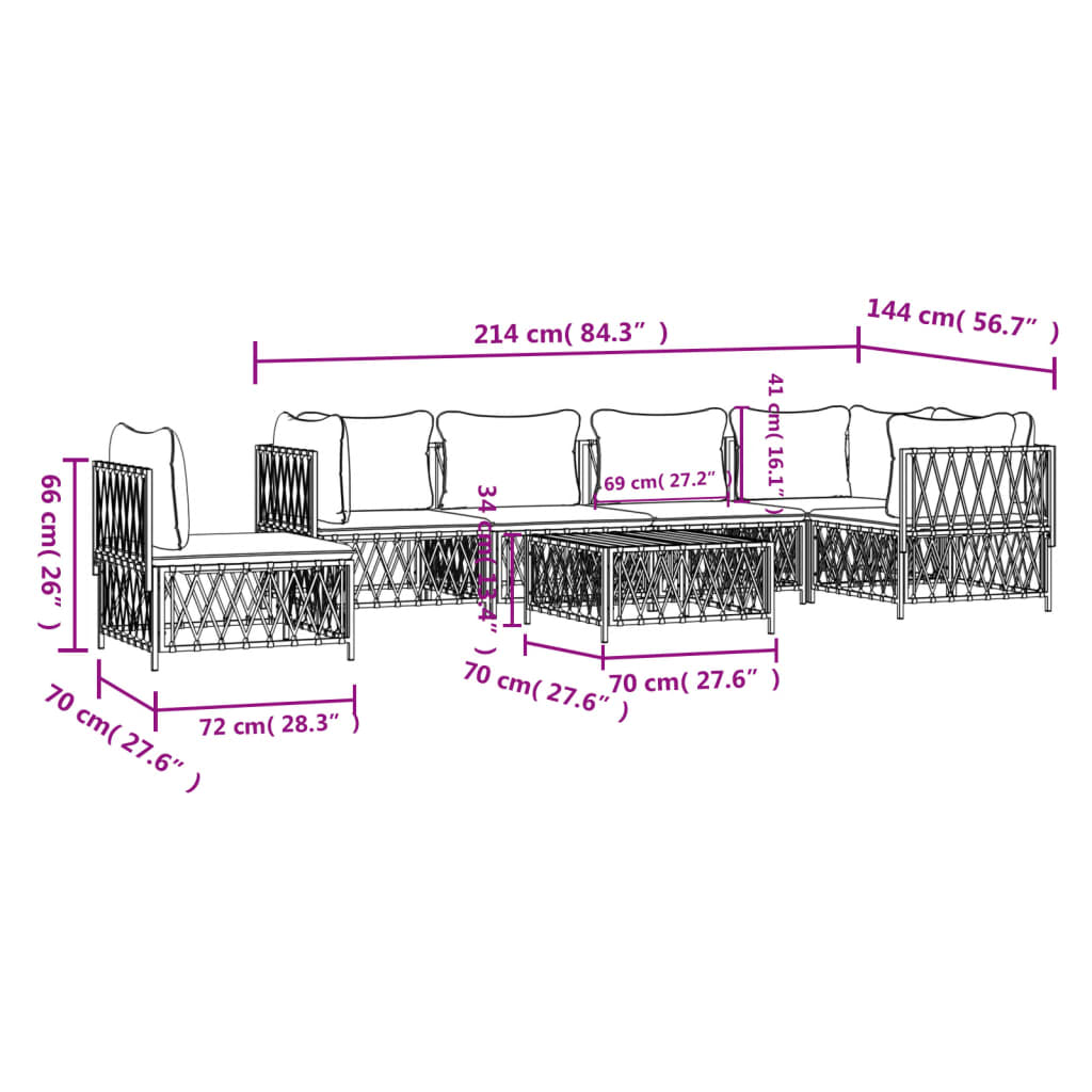 7-delige Loungeset met kussens staal