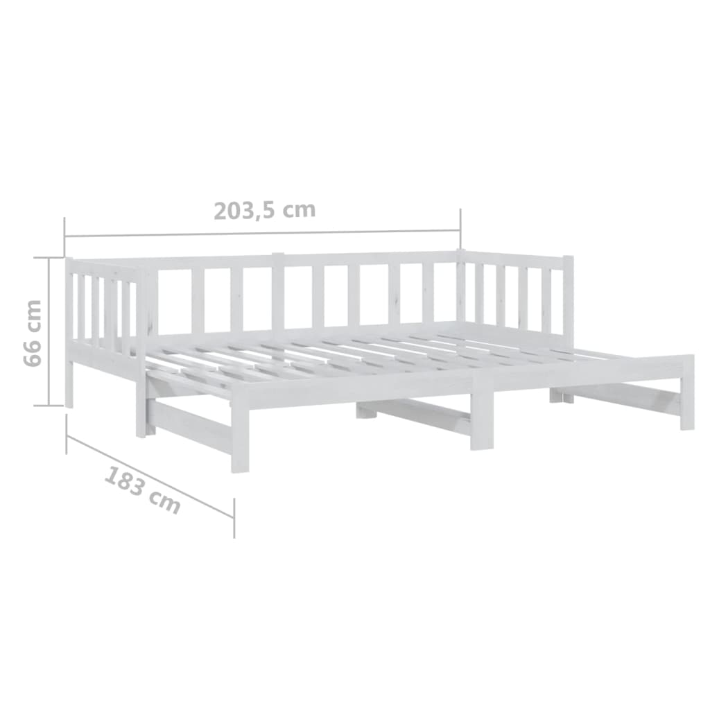 Slaapbank uitschuifbaar massief grenenhout 2x(90x200) cm