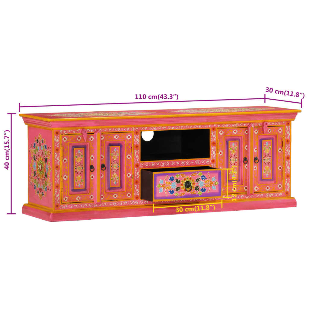 Tv-meubel 110x30x40 cm massief mangohout