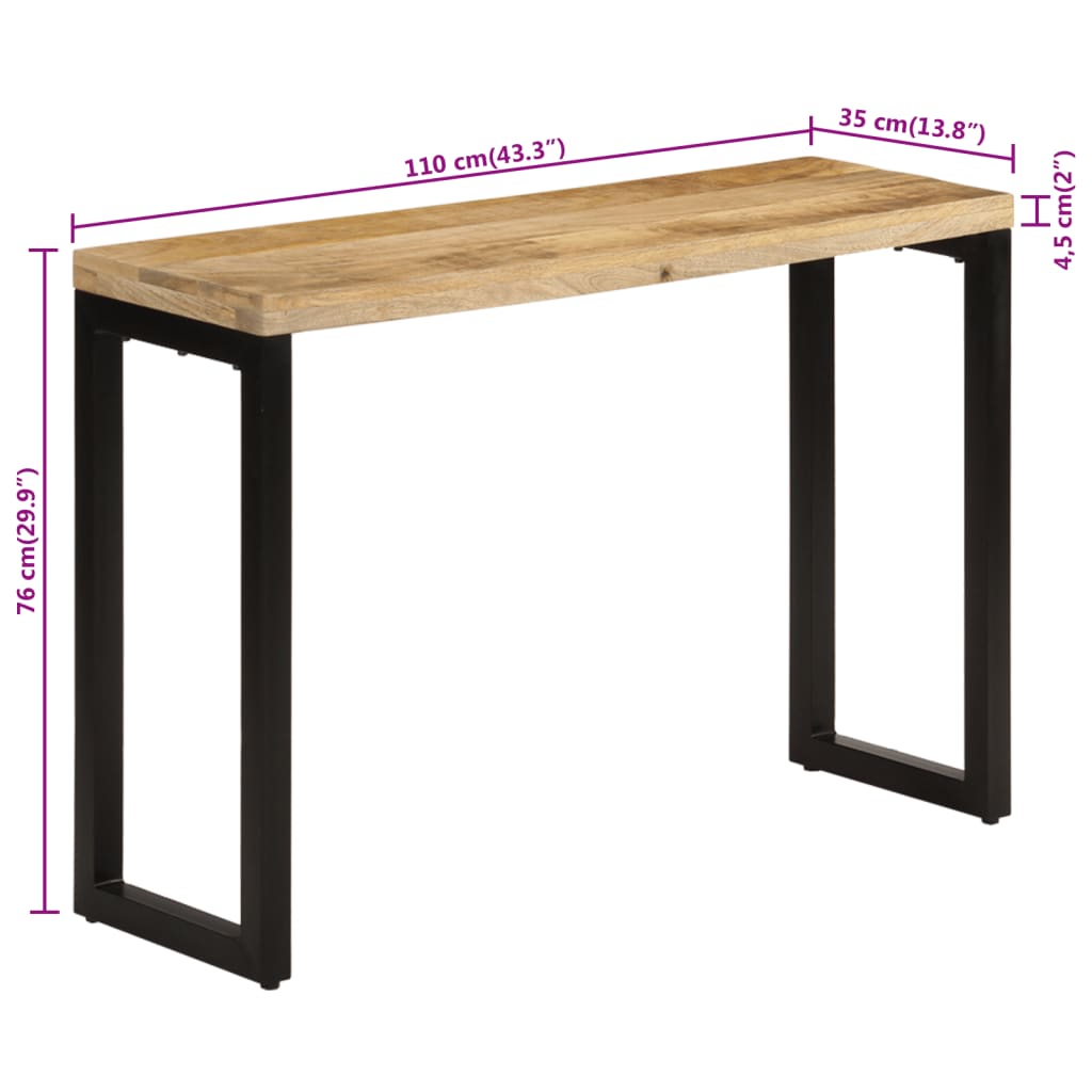 Wandtafel 120x35x76 cm massief mangohout en staal