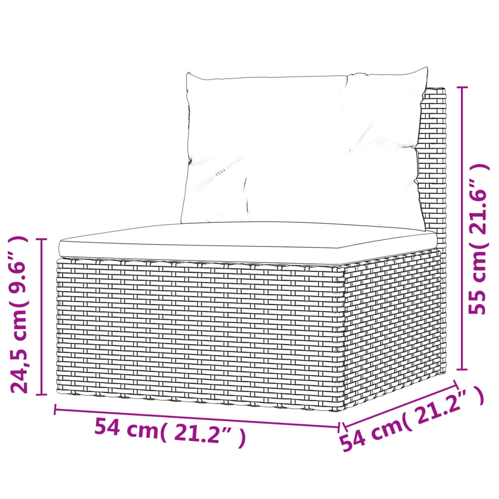 7-delige Loungeset met kussens poly rattan zwart