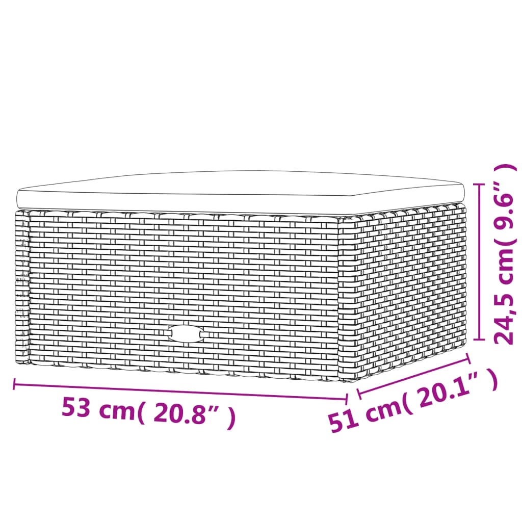 6-delige Loungeset met kussens poly rattan zwart