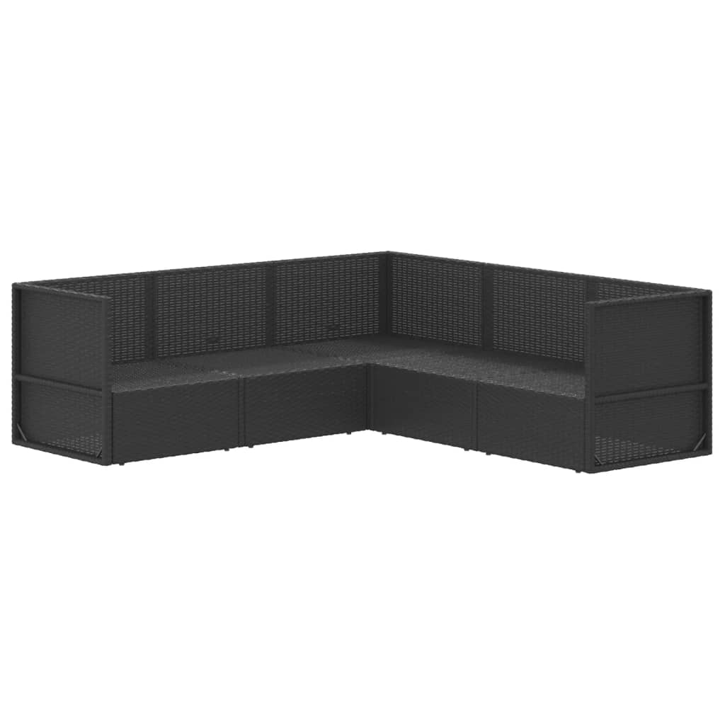 7-delige Loungeset met kussens poly rattan zwart