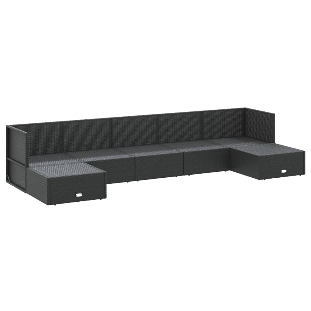 8-delige Loungeset met kussens poly rattan zwart